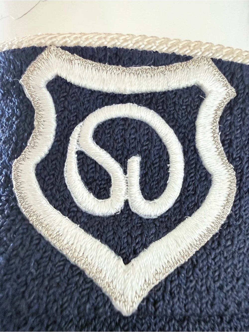 St. John Marie Gray Santana Knit Jacket Navy Embroidered Collar Gold Buttons S - Picture 7 of 12